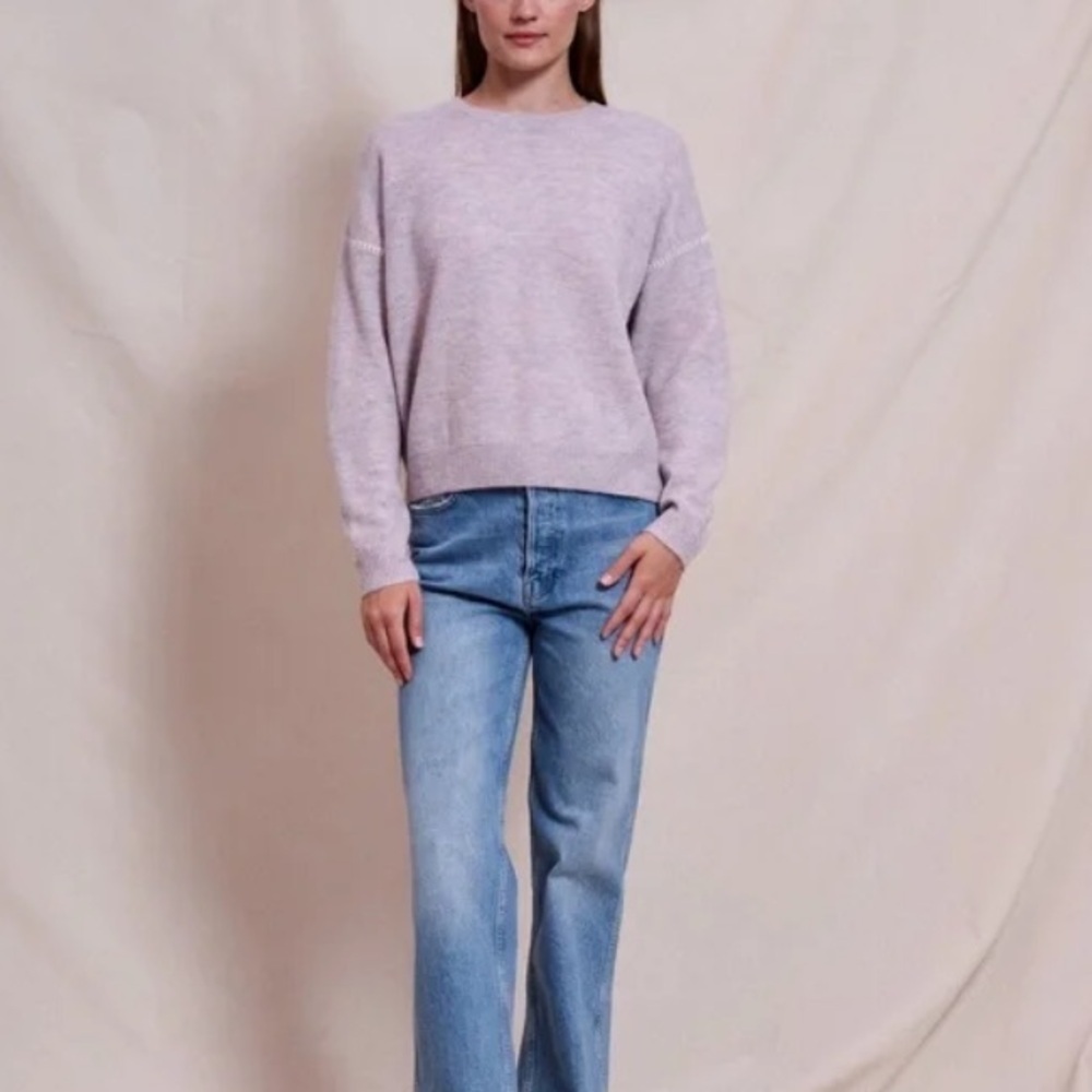 SUNDRY NWOT Soft Mélange Lavendar Multicolor Whipstitch Crewneck Sweater, Sz XS